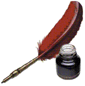 blog logo: paper and feather, pluma papel y tintero